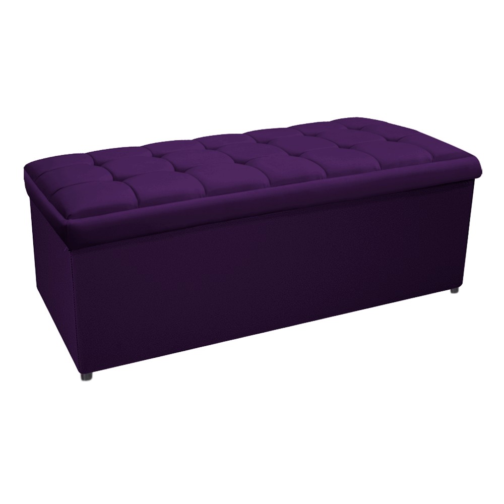 Kit Cabeceira e Calçadeira Copenhague 140 cm Casal Suede Roxo - Amarena Móveis