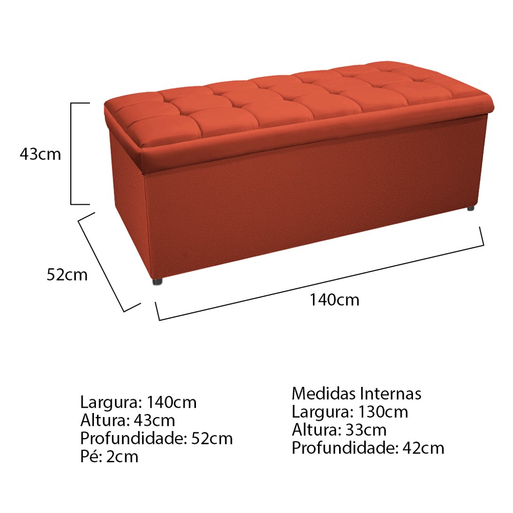 Kit Cabeceira e Calçadeira Copenhague 140 cm Casal Suede Terracota - Amarena Móveis