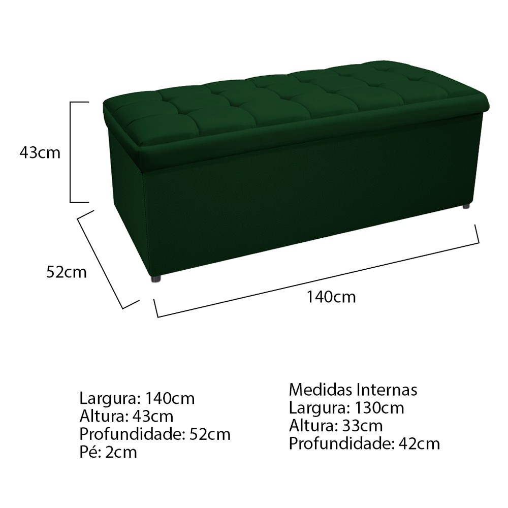 Kit Cabeceira e Calçadeira Copenhague 140 cm Casal Suede Verde - Amarena Móveis