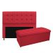 Kit Cabeceira e Calçadeira Copenhague 140 cm Casal Suede Vermelho - Amarena Móveis