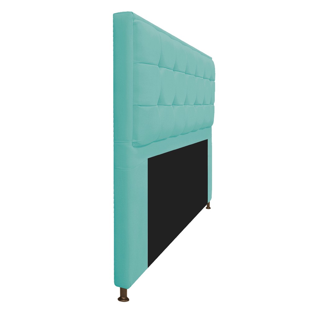 Kit Cabeceira e Calçadeira Copenhague 160 cm Queen Size Suede Azul Tiffany - Amarena Móveis