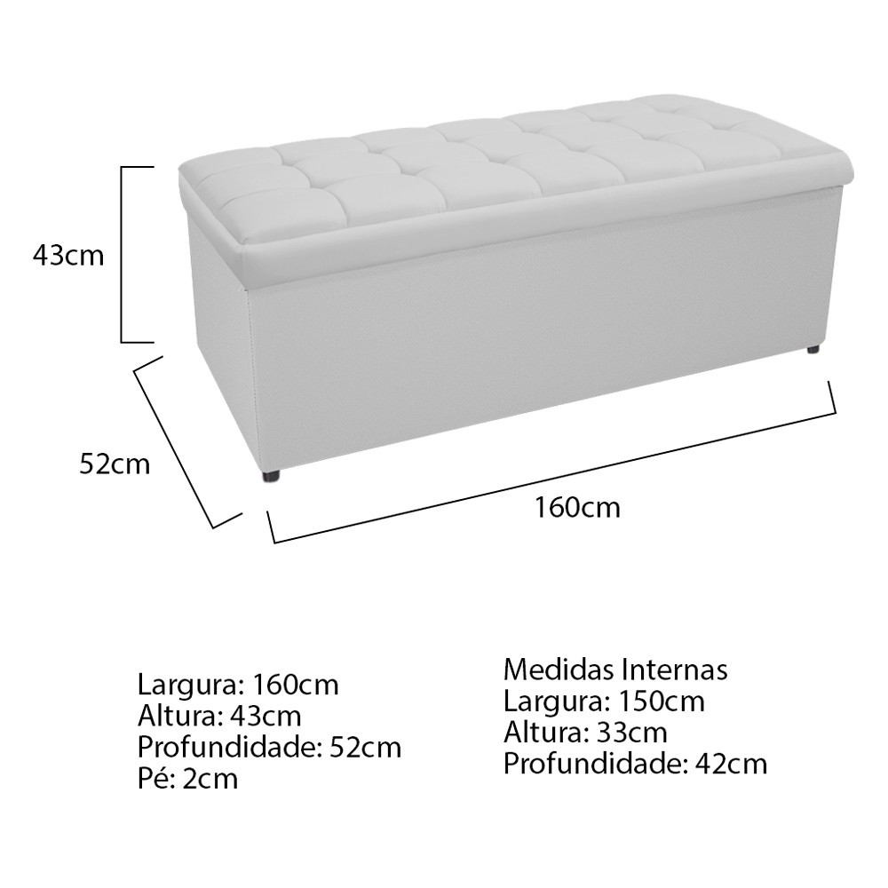 Kit Cabeceira e Calçadeira Copenhague 160 cm Queen Size Suede Branco - Amarena Móveis