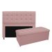 Kit Cabeceira e Calçadeira Copenhague 160 cm Queen Size Suede Rosê - Amarena Móveis