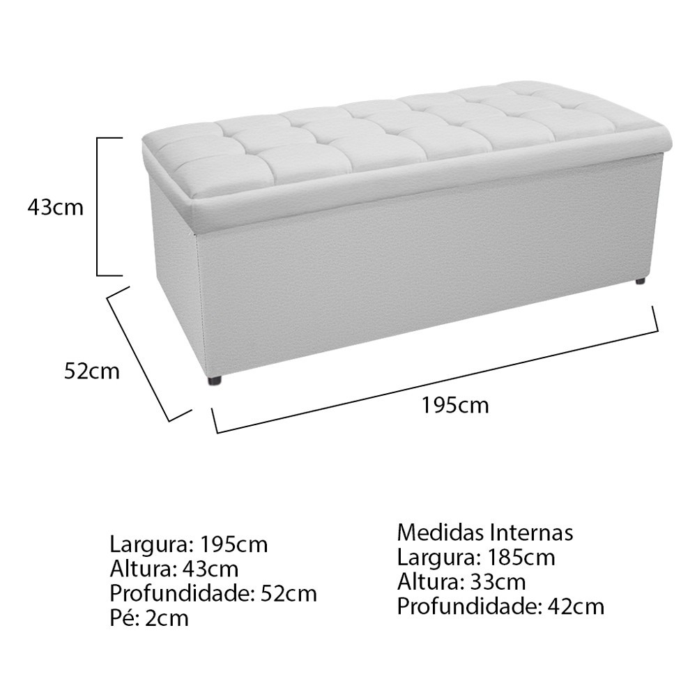 Kit Cabeceira e Calçadeira Copenhague 195 cm King Size Corano Branco - Amarena Móveis