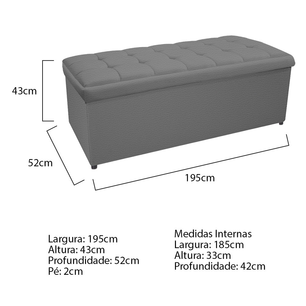 Kit Cabeceira e Calçadeira Copenhague 195 cm King Size Corano Cinza - Amarena Móveis
