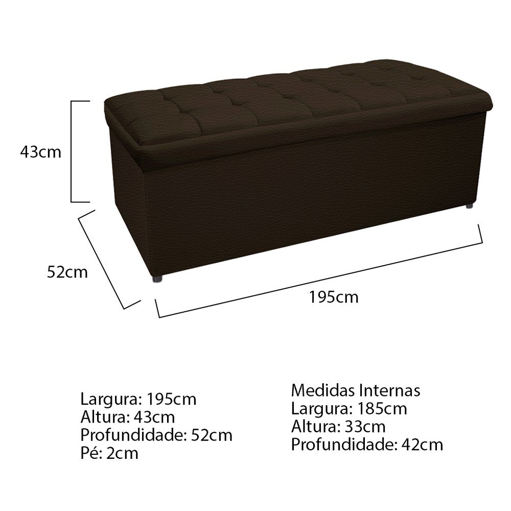 Kit Cabeceira e Calçadeira Copenhague 195 cm King Size Corano Marrom - Amarena Móveis