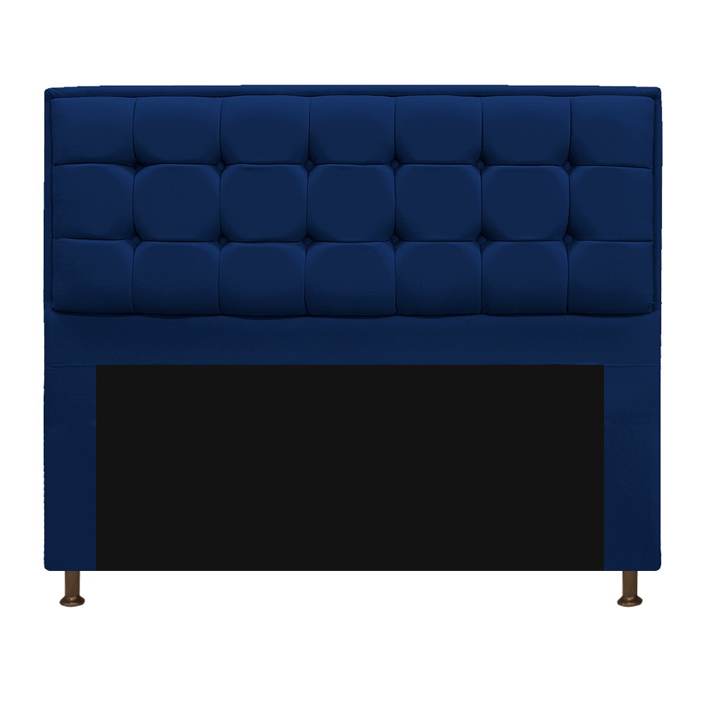 Kit Cabeceira e Calçadeira Copenhague 195 cm King Size Suede Azul Marinho - Amarena Móveis