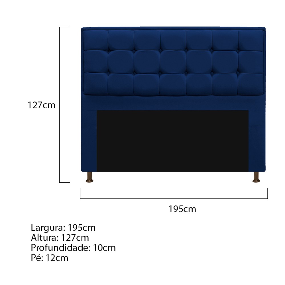Kit Cabeceira e Calçadeira Copenhague 195 cm King Size Suede Azul Marinho - Amarena Móveis