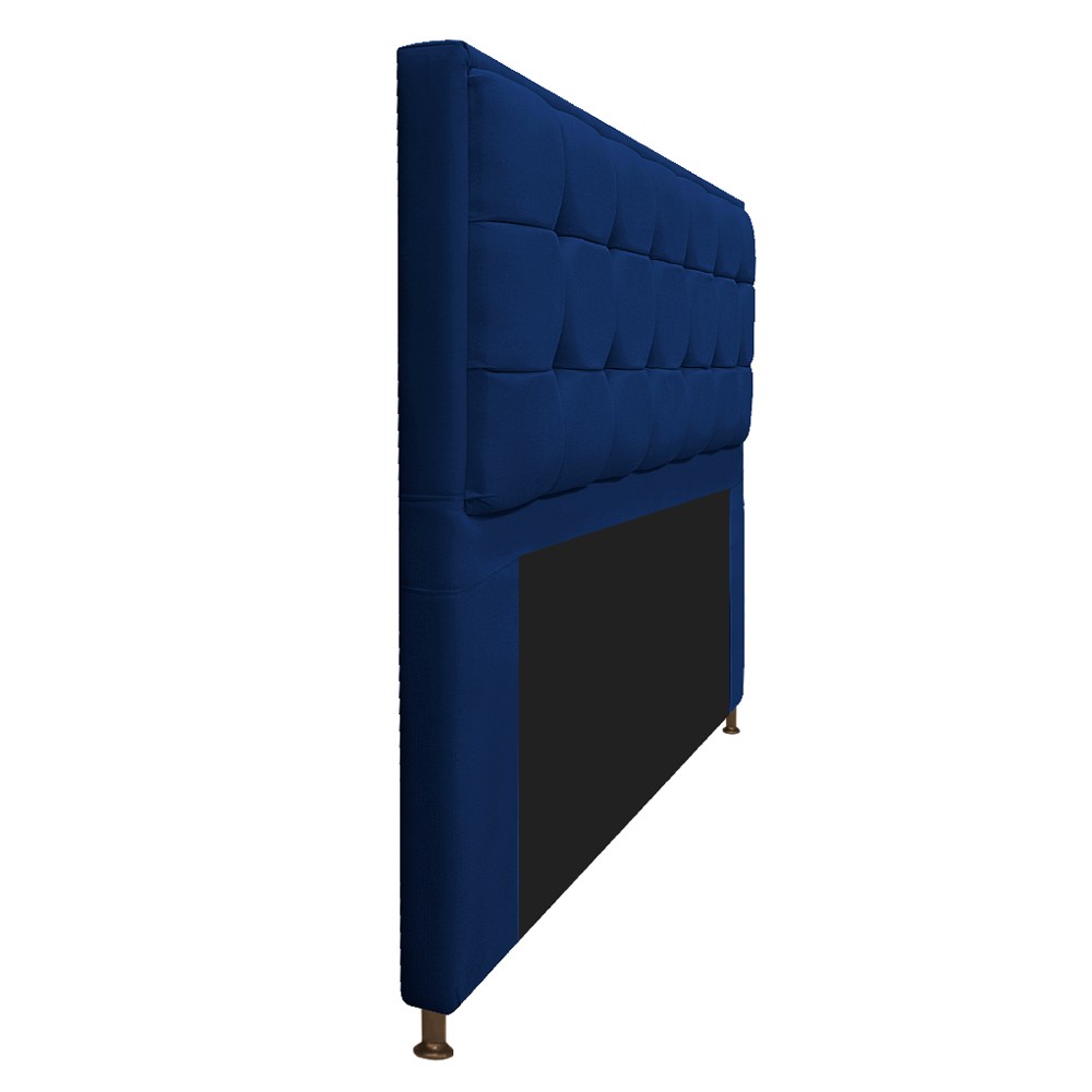 Kit Cabeceira e Calçadeira Copenhague 195 cm King Size Suede Azul Marinho - Amarena Móveis