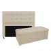 Kit Cabeceira e Calçadeira Copenhague 195 cm King Size Suede Bege - Amarena Móveis