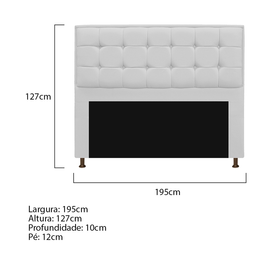 Kit Cabeceira e Calçadeira Copenhague 195 cm King Size Suede Branco - Amarena Móveis