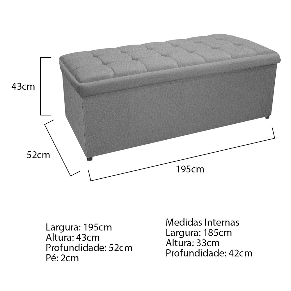 Kit Cabeceira e Calçadeira Copenhague 195 cm King Size Suede Cinza - Amarena Móveis