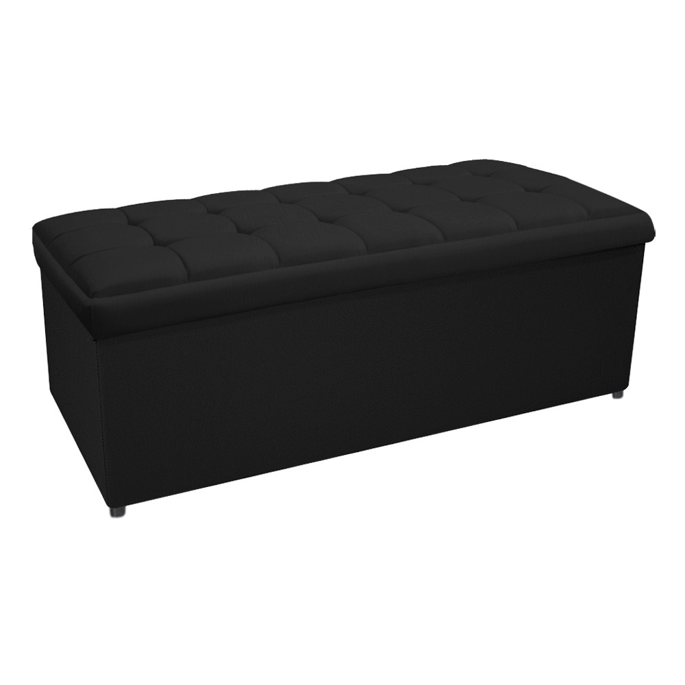 Kit Cabeceira e Calçadeira Copenhague 195 cm King Size Suede Preto - Amarena Móveis