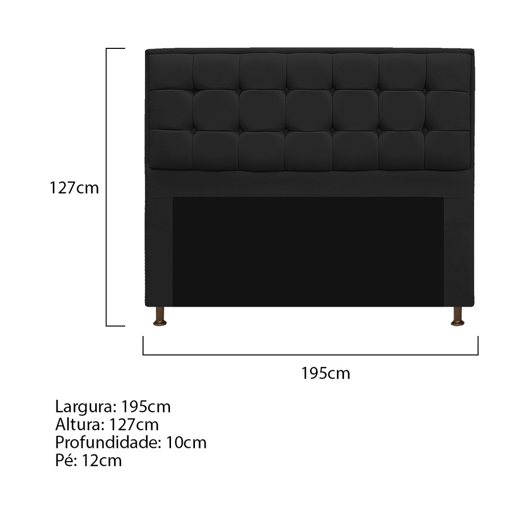 Kit Cabeceira e Calçadeira Copenhague 195 cm King Size Suede Preto - Amarena Móveis