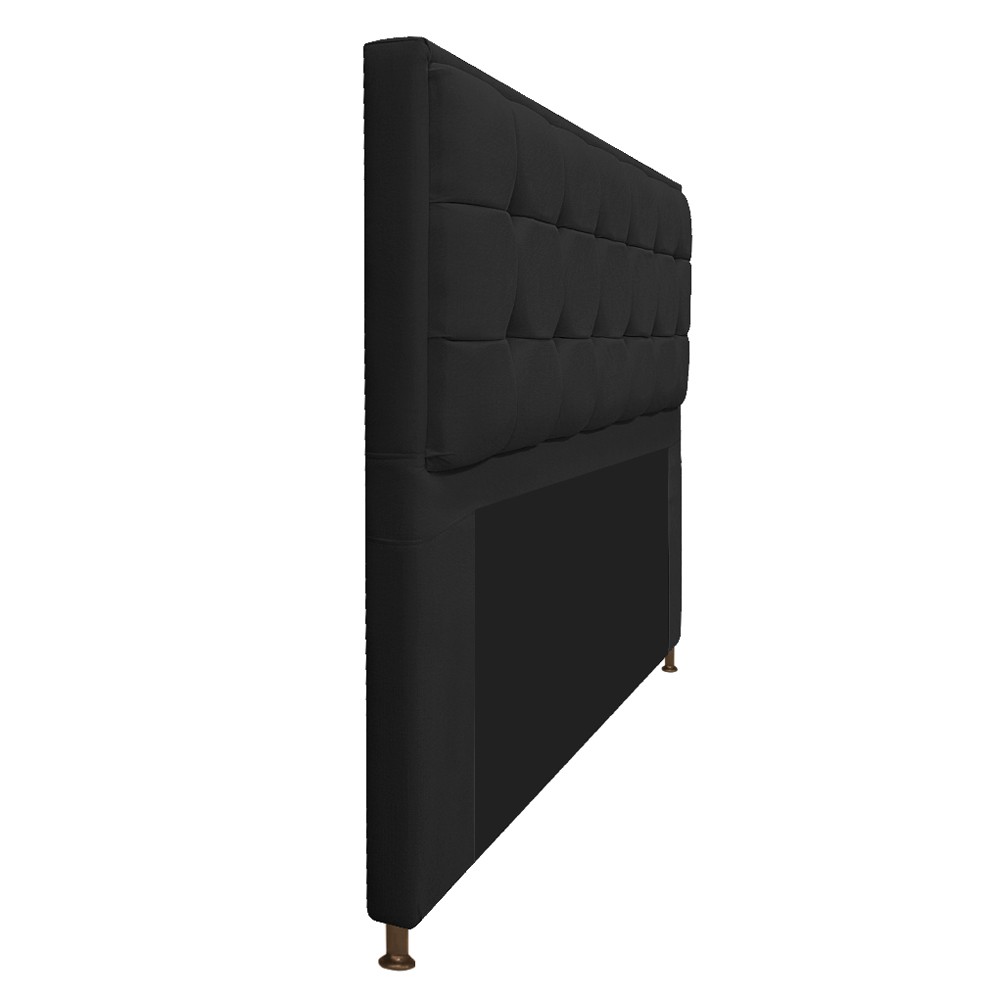 Kit Cabeceira e Calçadeira Copenhague 195 cm King Size Suede Preto - Amarena Móveis