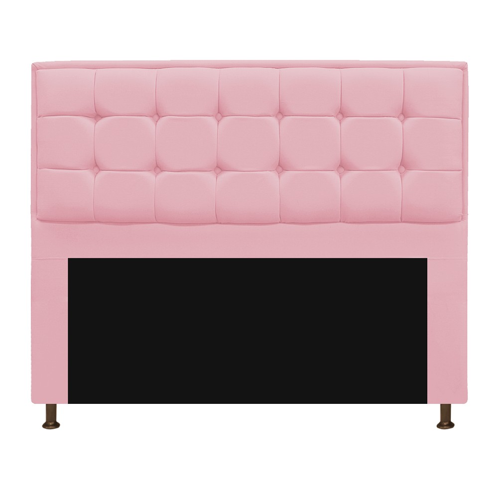 Kit Cabeceira e Calçadeira Copenhague 195 cm King Size Suede Rosa Bebê - Amarena Móveis