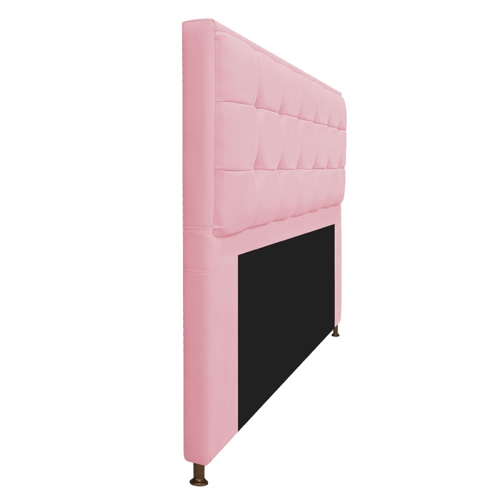 Kit Cabeceira e Calçadeira Copenhague 195 cm King Size Suede Rosa Bebê - Amarena Móveis
