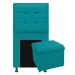 Kit Cabeceira e Calçadeira Copenhague 90 cm Solteiro Suede Azul Turquesa - Amarena Móveis