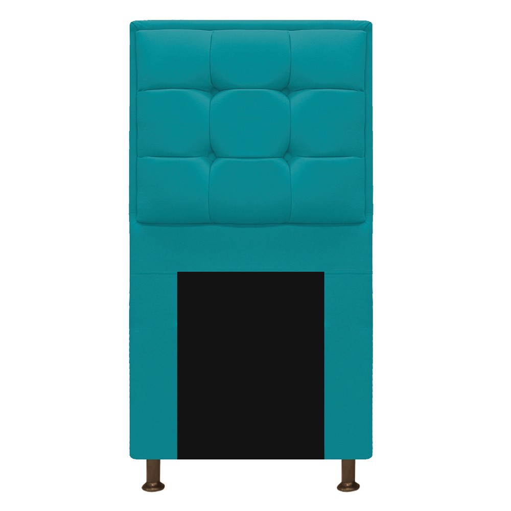 Kit Cabeceira e Calçadeira Copenhague 90 cm Solteiro Suede Azul Turquesa - Amarena Móveis