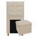 Kit Cabeceira e Calçadeira Copenhague 90 cm Solteiro Suede Bege - Amarena Móveis