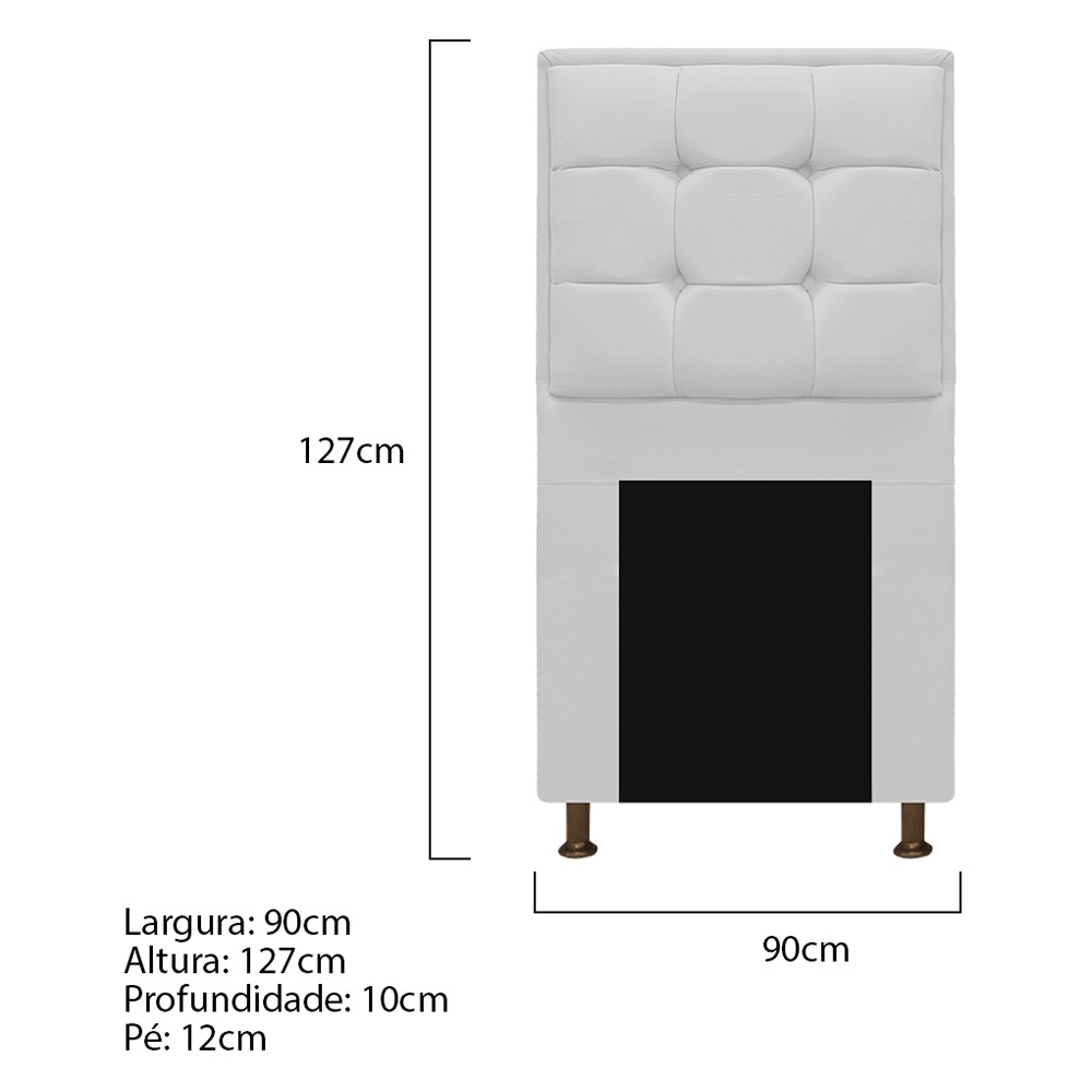 Kit Cabeceira e Calçadeira Copenhague 90 cm Solteiro Suede Branco - Amarena Móveis