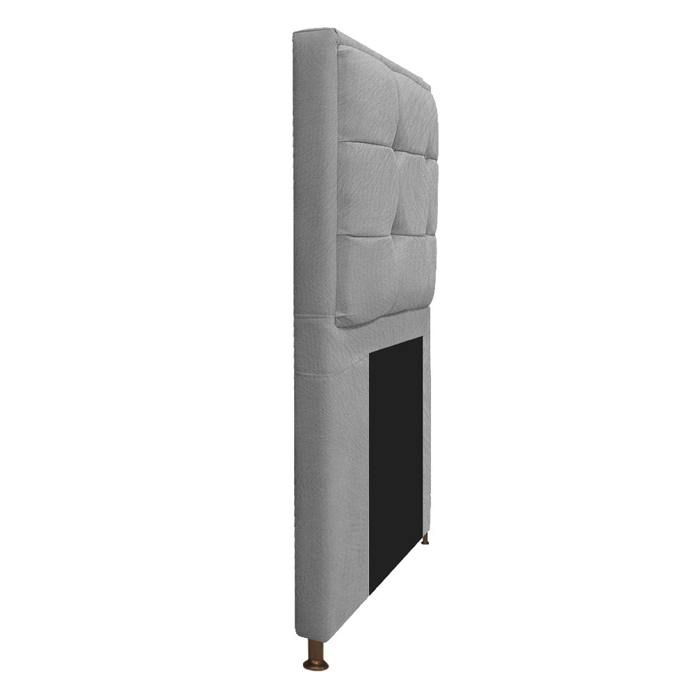 Kit Cabeceira e Calçadeira Copenhague 90 cm Solteiro Suede Cinza - Amarena Móveis