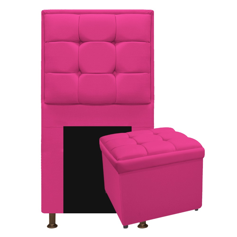 Kit Cabeceira e Calçadeira Copenhague 90 cm Solteiro Suede Pink - Amarena Móveis