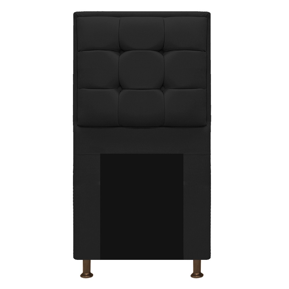 Kit Cabeceira e Calçadeira Copenhague 90 cm Solteiro Suede Preto - Amarena Móveis