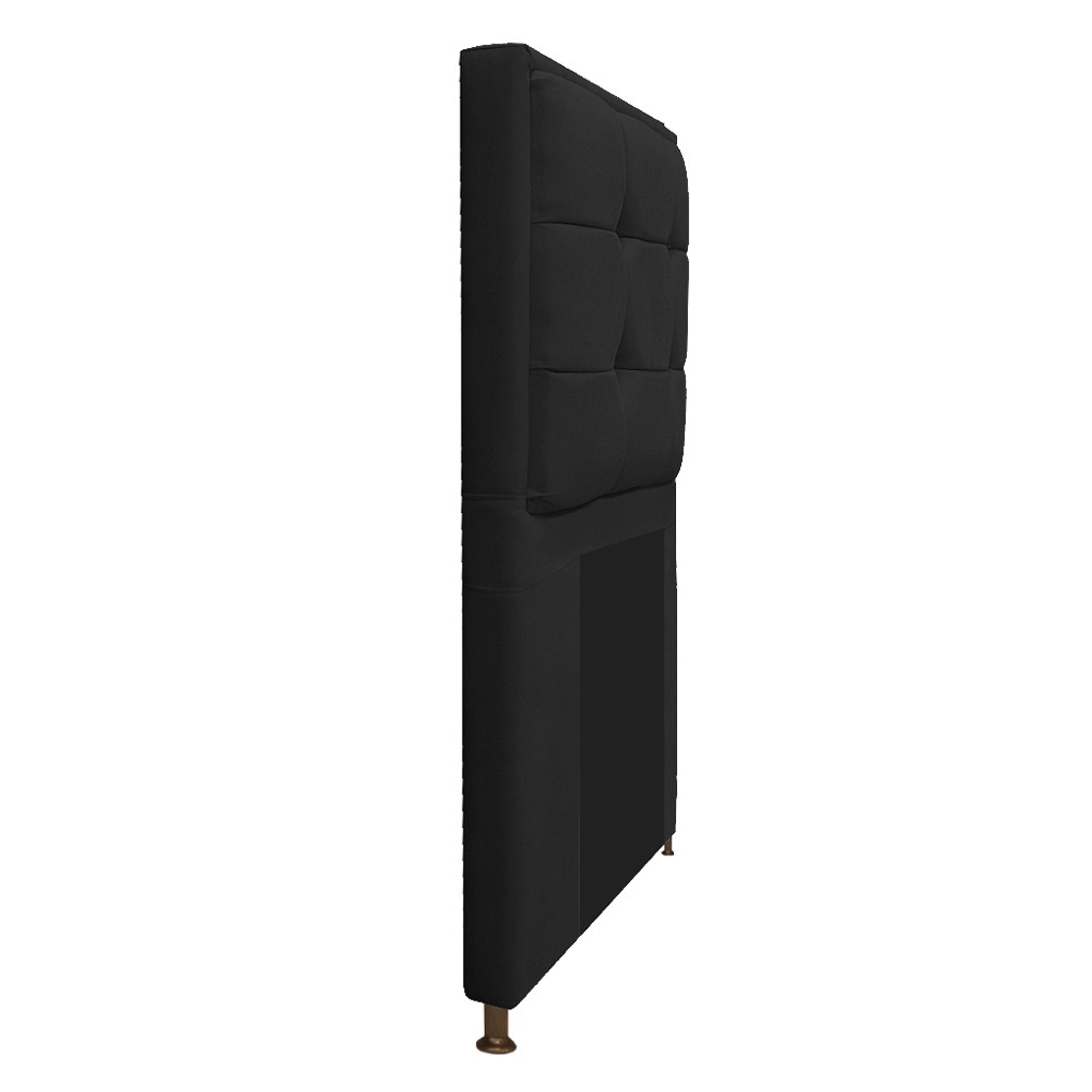 Kit Cabeceira e Calçadeira Copenhague 90 cm Solteiro Suede Preto - Amarena Móveis