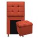 Kit Cabeceira e Calçadeira Copenhague 90 cm Solteiro Suede Terracota - Amarena Móveis