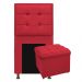 Kit Cabeceira e Calçadeira Copenhague 90 cm Solteiro Suede Vermelho - Amarena Móveis