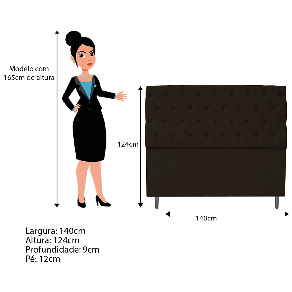 Kit Cabeceira e Calçadeira Liverpool 140 cm Casal Corano Marrom - Amarena Móveis