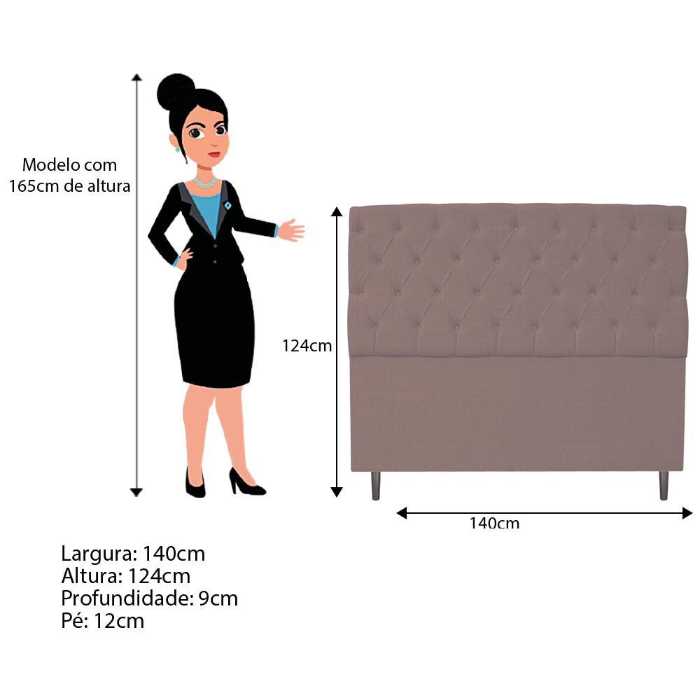 Kit Cabeceira e Calçadeira Liverpool 140 cm Casal Linho Rosê - Amarena Móveis