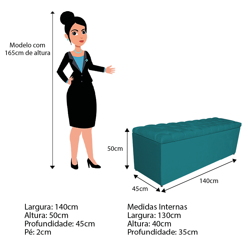 Kit Cabeceira e Calçadeira Liverpool 140 cm Casal Suede Azul Turquesa - Amarena Móveis