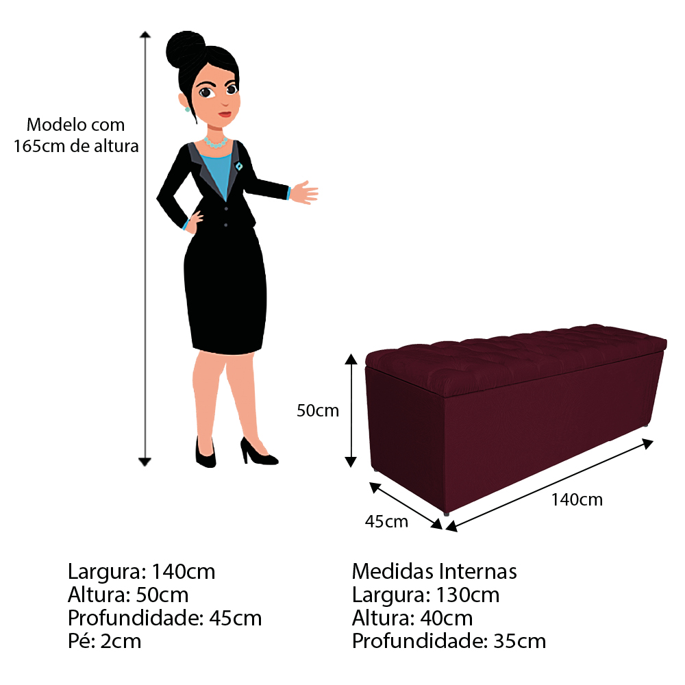 Kit Cabeceira e Calçadeira Liverpool 140 cm Casal Suede Bordô - Amarena Móveis