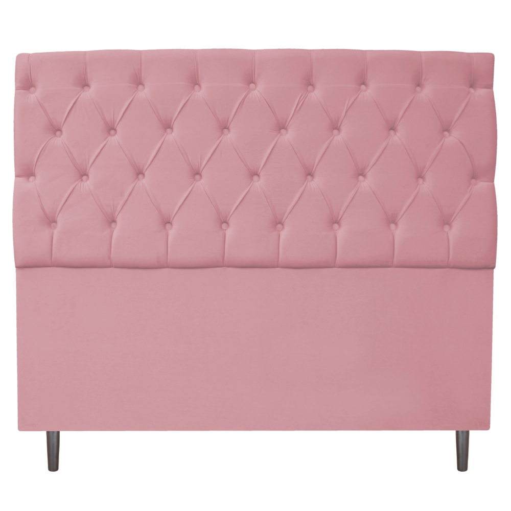 Kit Cabeceira e Calçadeira Liverpool 140 cm Casal Suede Rosa Bebê - Amarena Móveis