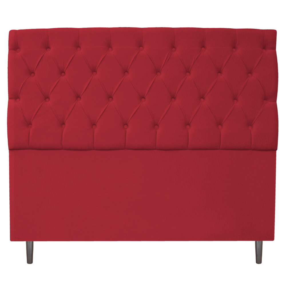 Kit Cabeceira e Calçadeira Liverpool 140 cm Casal Suede Vermelho - Amarena Móveis
