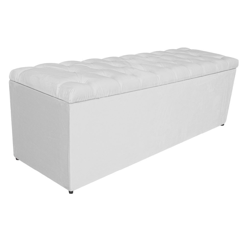 Kit Cabeceira e Calçadeira Liverpool 160 cm Queen Size Corano Branco - Amarena Móveis