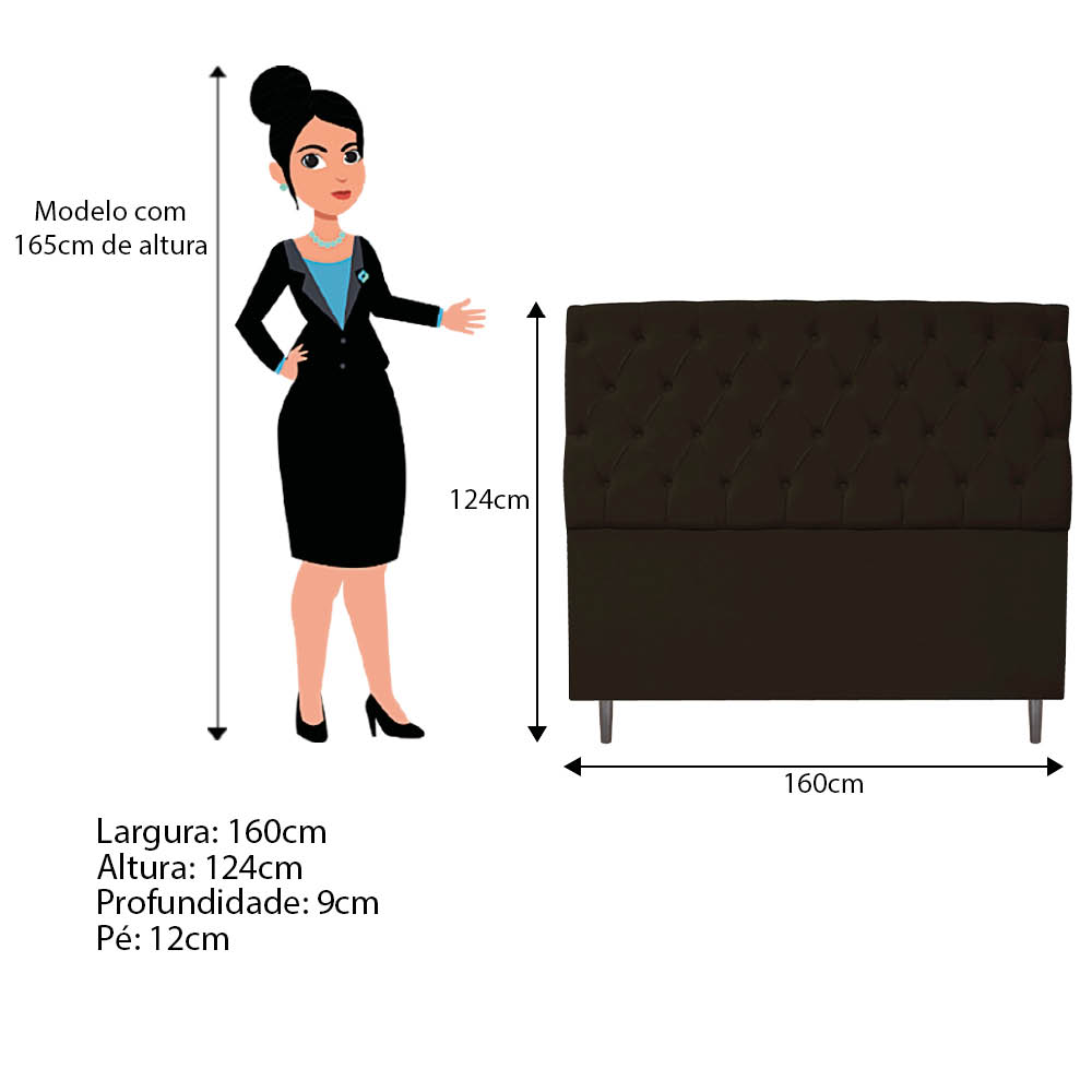 Kit Cabeceira e Calçadeira Liverpool 160 cm Queen Size Corano Marrom - Amarena Móveis