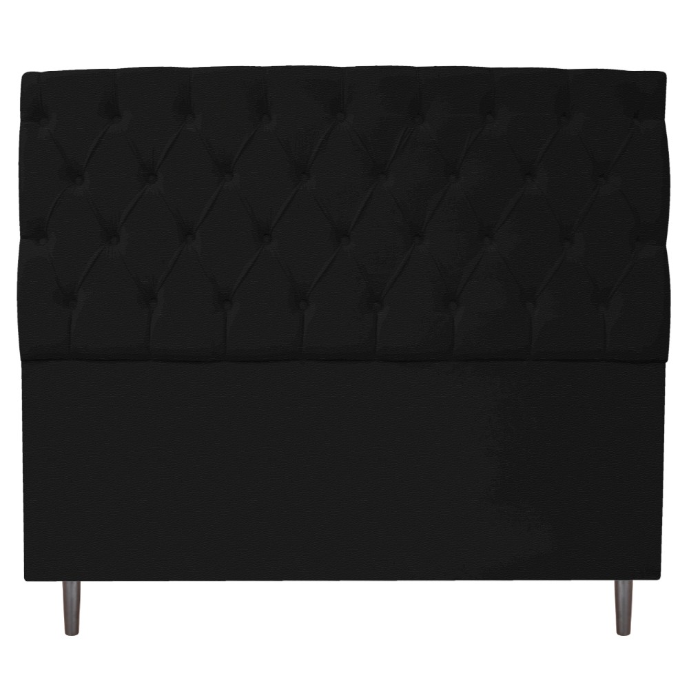 Kit Cabeceira e Calçadeira Liverpool 160 cm Queen Size Corano Preto - Amarena Móveis