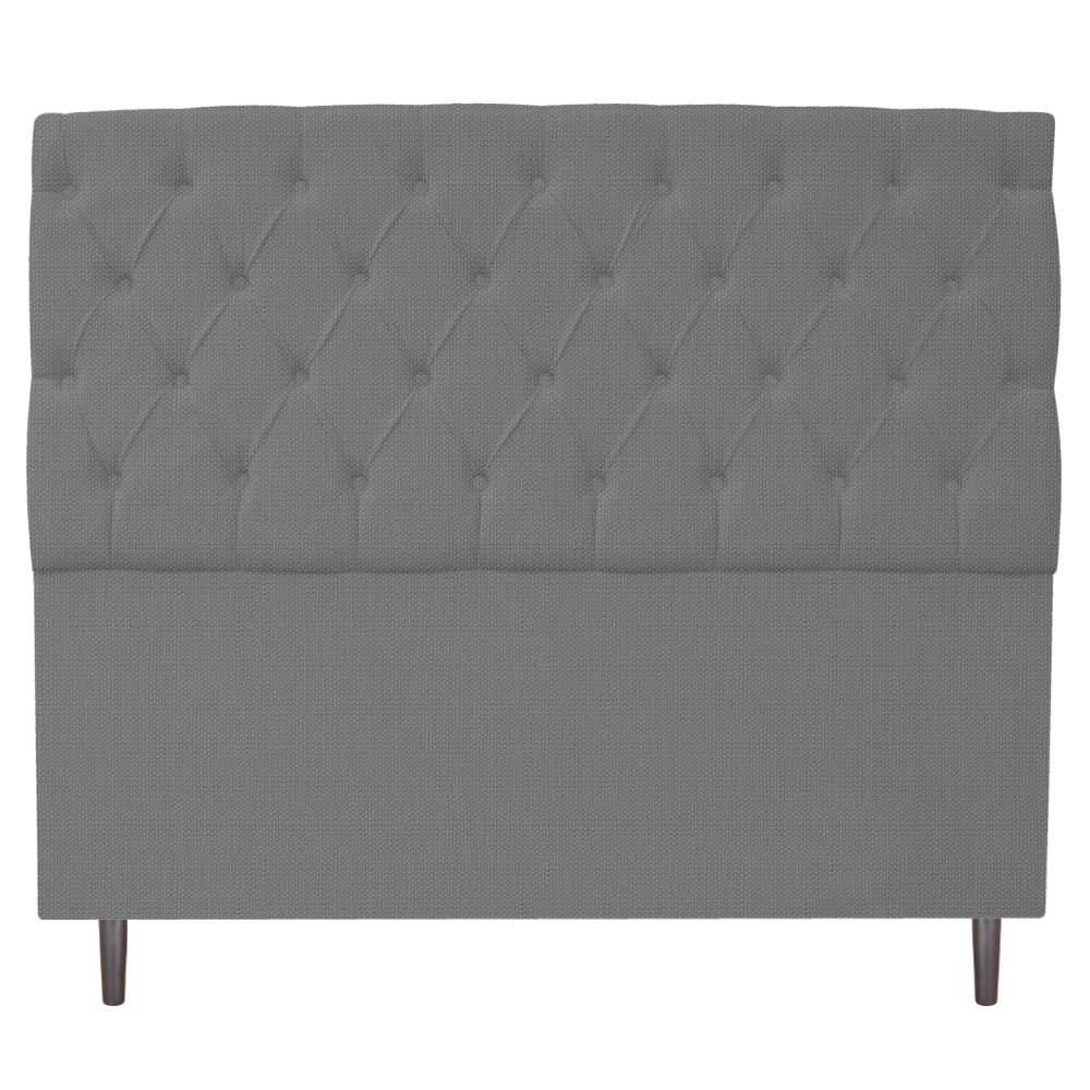 Kit Cabeceira e Calçadeira Liverpool 160 cm Queen Size Linho Chumbo - Amarena Móveis