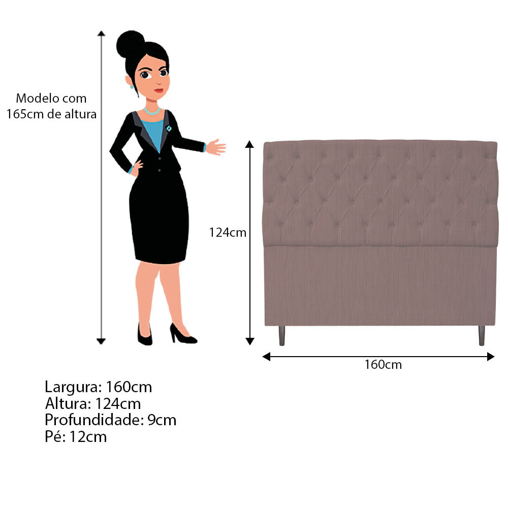 Kit Cabeceira e Calçadeira Liverpool 160 cm Queen Size Linho Rosê - Amarena Móveis