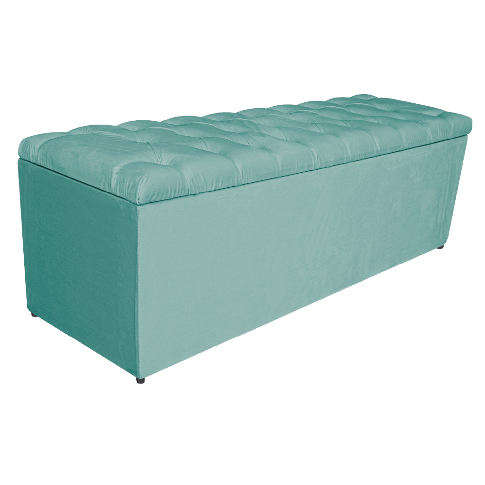 Kit Cabeceira e Calçadeira Liverpool 160 cm Queen Size Suede Azul Tiffany - Amarena Móveis