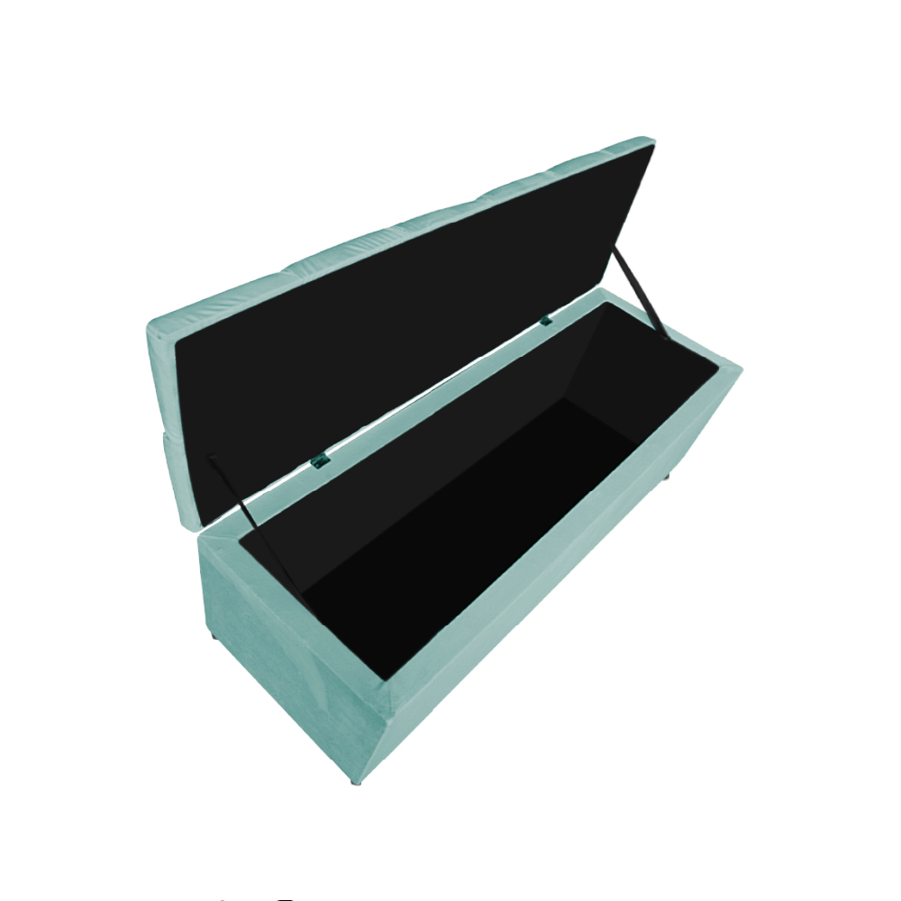 Kit Cabeceira e Calçadeira Liverpool 160 cm Queen Size Suede Azul Tiffany - Amarena Móveis
