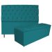 Kit Cabeceira e Calçadeira Liverpool 160 cm Queen Size Suede Azul Turquesa - Amarena Móveis