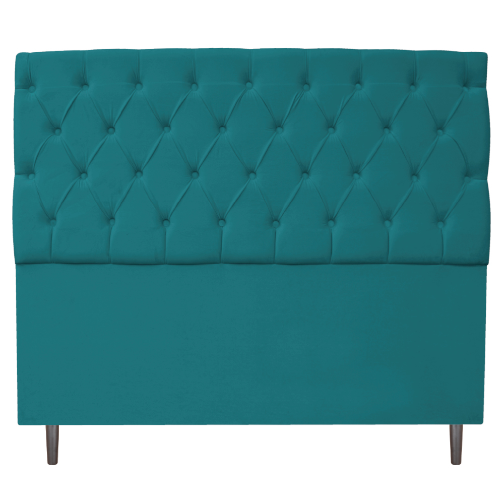 Kit Cabeceira e Calçadeira Liverpool 160 cm Queen Size Suede Azul Turquesa - Amarena Móveis
