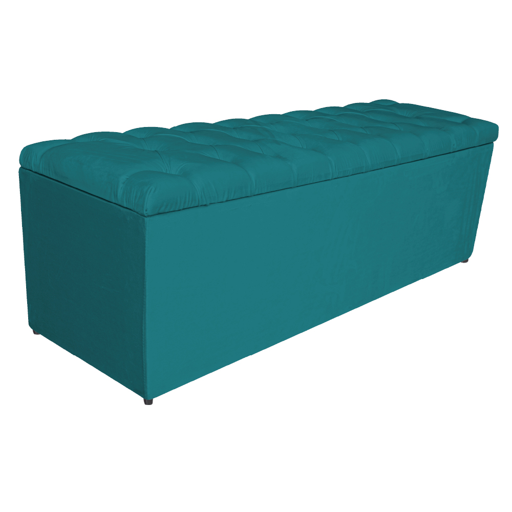 Kit Cabeceira e Calçadeira Liverpool 160 cm Queen Size Suede Azul Turquesa - Amarena Móveis