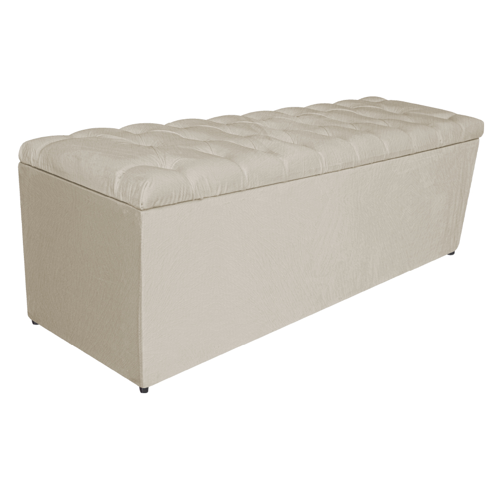 Kit Cabeceira e Calçadeira Liverpool 160 cm Queen Size Suede Bege - Amarena Móveis