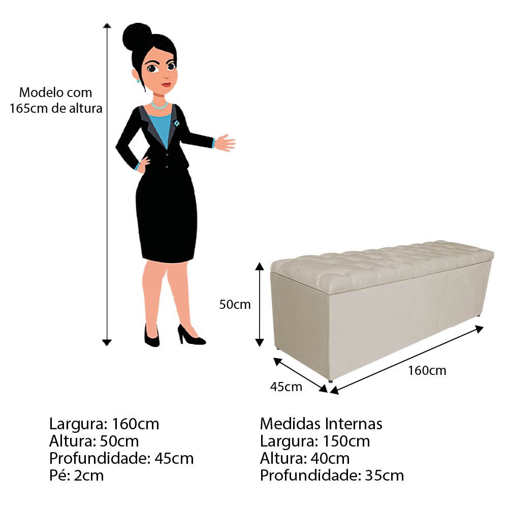 Kit Cabeceira e Calçadeira Liverpool 160 cm Queen Size Suede Bege - Amarena Móveis