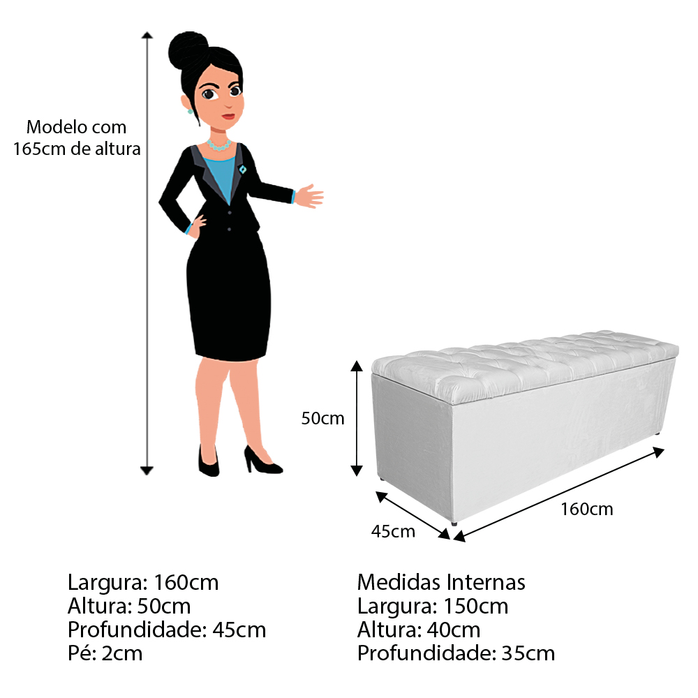 Kit Cabeceira e Calçadeira Liverpool 160 cm Queen Size Suede Branco - Amarena Móveis